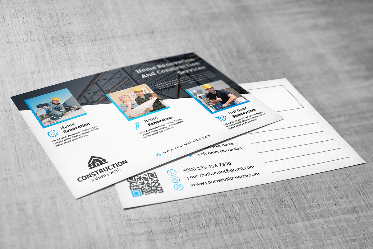 Construction Postcard, a Card Template by GenerousArt