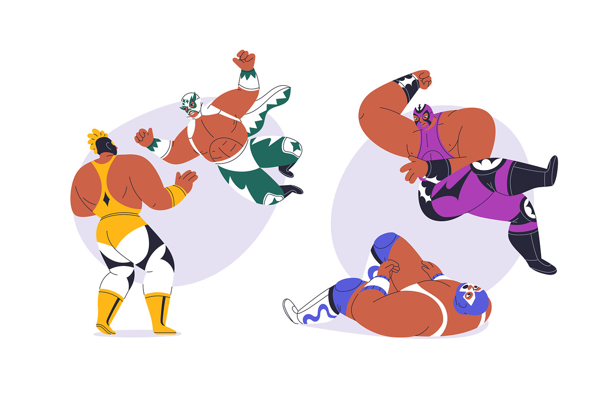Luchadores, Mexican wrestlers set, a Sport Illustration by Good Studio (Photo 2 of 4)