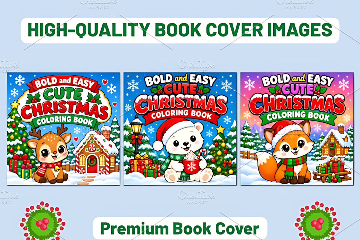 BOLD EASY CUTE CHRISTMAS COLORING, a Seasonal Illustration by Design Station (Photo 5 of 6)