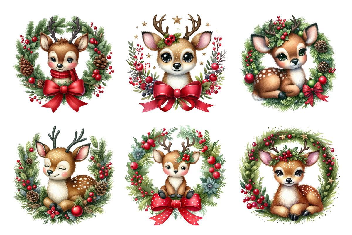 Christmas Deer in Wreath, an Illustration by Design Market (Photo 3 of 4)