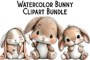 Watercolor Bunny Clipart, an Illustration by Pixels.Craft (Thumbnail 1 of 6)