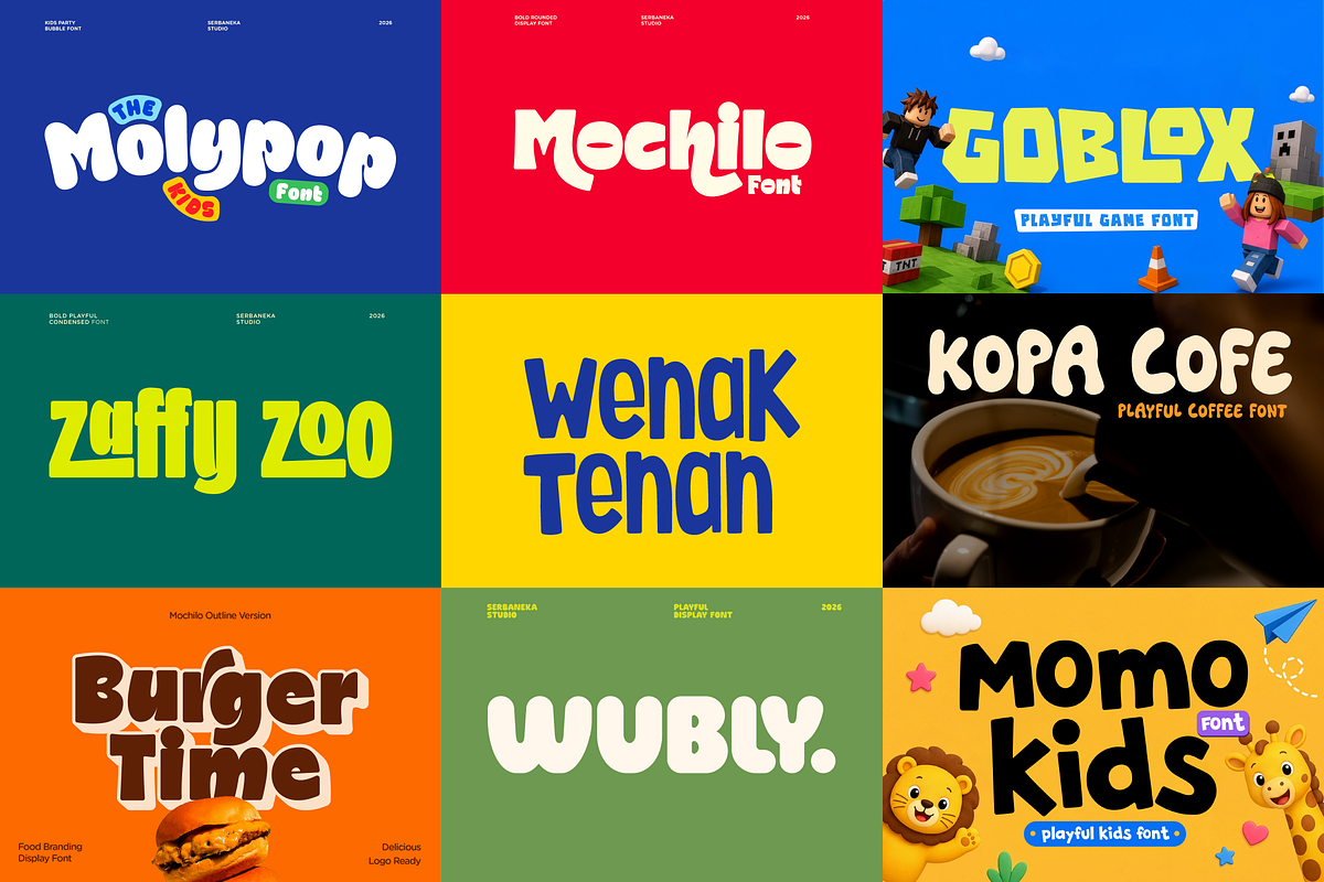 Bold Playful Font Bundle for Logos, a Sans Serif Font by Serbaneka Studio (Photo 1 of 11)