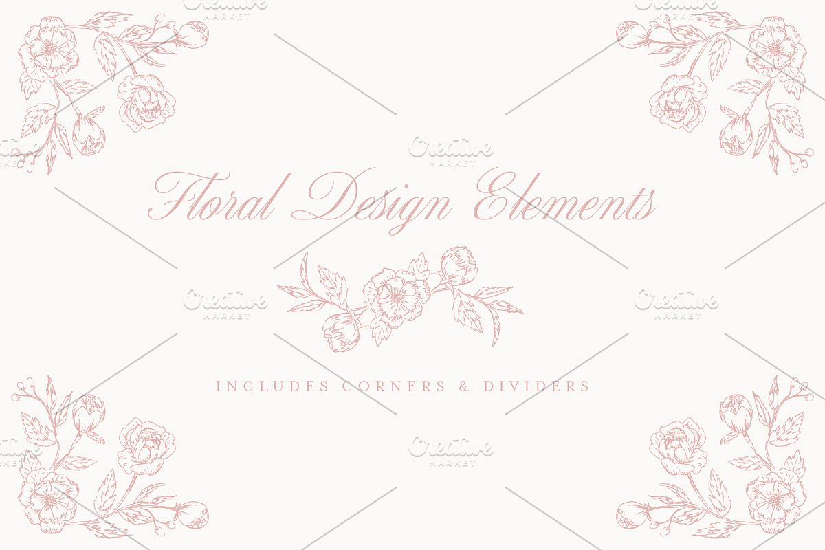 Wedding Wreath Floral Vector Elements