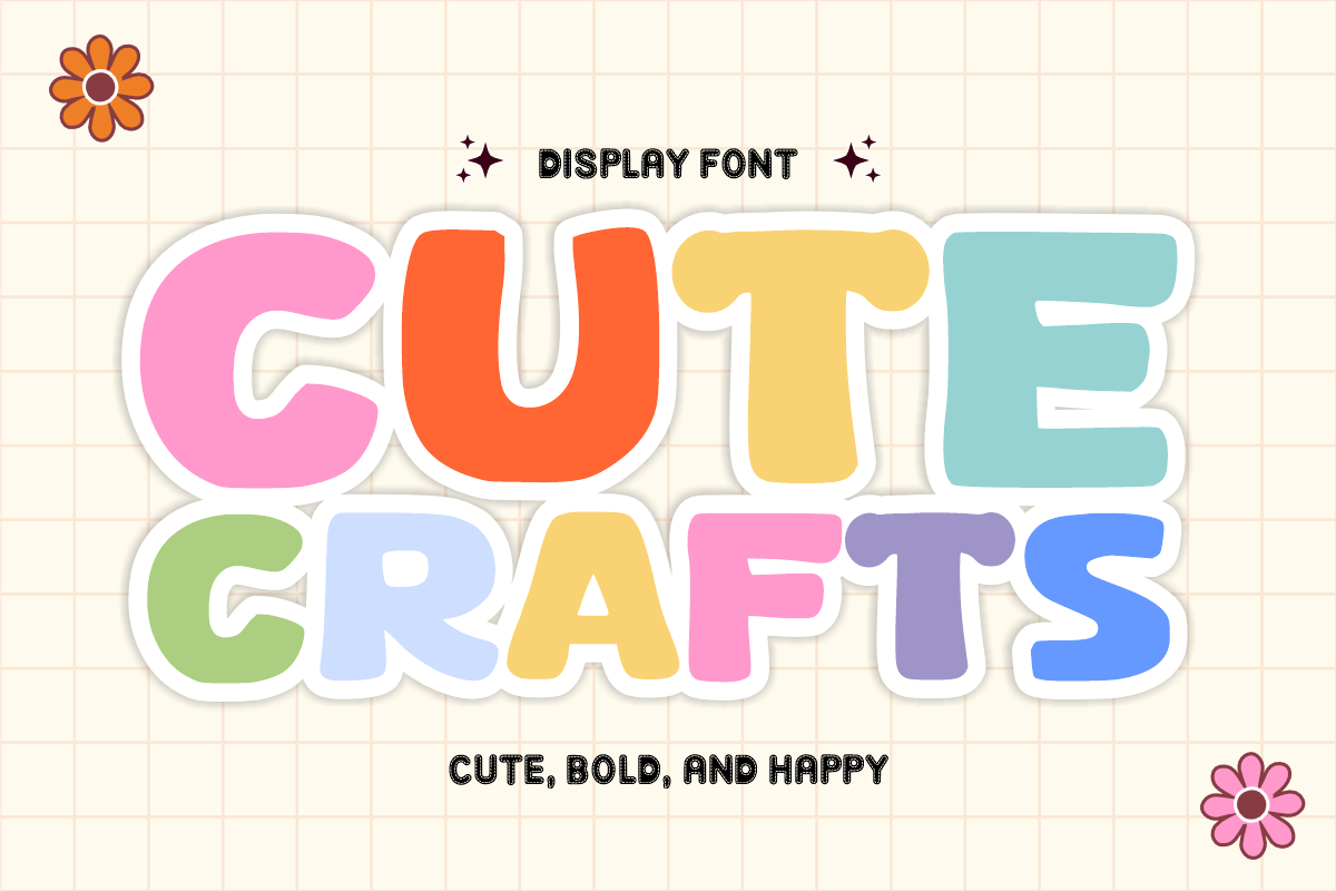Cute Crafts – Playful Display Font, a Sans Serif Font by KiddoGlyphs Studio (Photo 1 of 5)