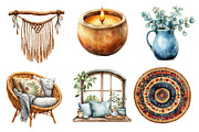 Watercolor Boho Interior Clipart, an Illustration by Dream Creation (Thumbnail 4 of 7)