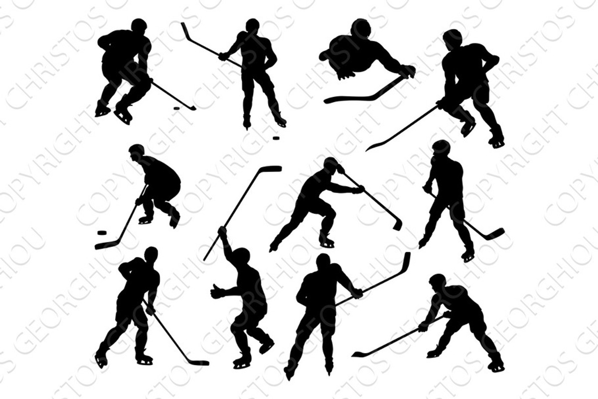 Hockey Sports Players Silhouettes, a Person Illustration by Christos Georghiou