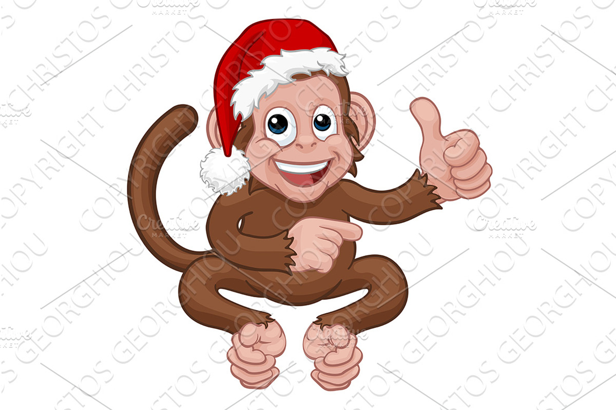 Christmas Monkey Cartoon Character, an Illustration by Christos Georghiou
