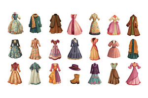 Vintage dresses set. Retro dress, an Object Illustration by Stock-Smart-Start