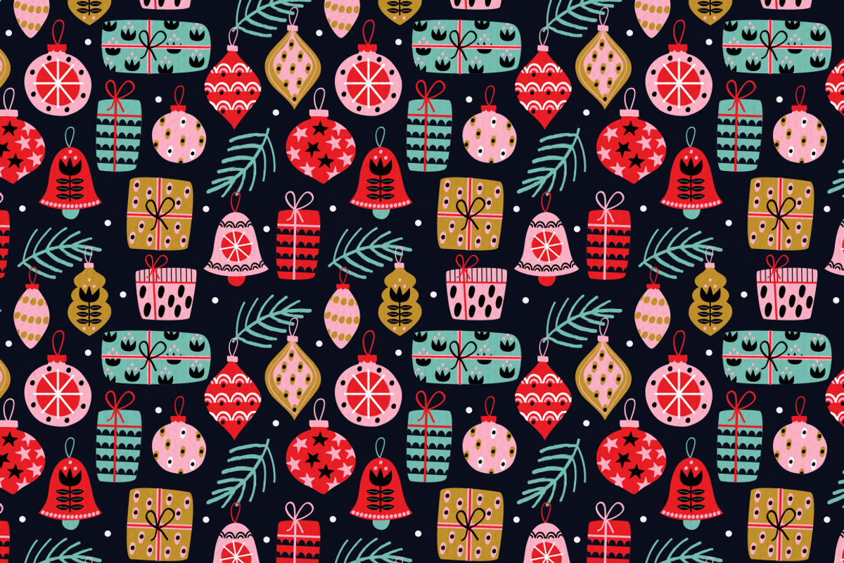 Christmas decorations pattern set, a Pattern Graphic by NataKa (Photo 10 of 15)
