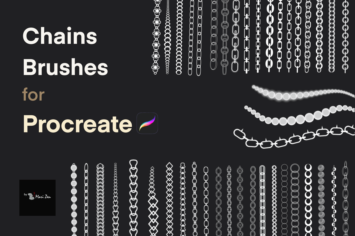 Procreate Chain Brushes More than 35, a Brush Add-On by byMariZen (Photo 3 of 4)