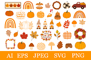 Fall bundle. Thanksgiving clipart, an Illustration by IrinaShishkova (Thumbnail 1 of 8)