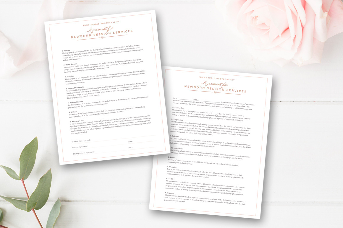 Newborn Photographer Contract, a Flyer Template by By Stephanie Design