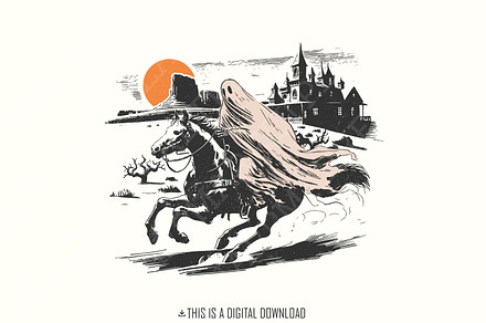 Cowboy Ghost Horse PNG, Halloween, an Illustration by SharpMarketplace
