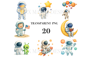 Astronaut Clipart Set, a Decorative Illustration by Pati Charm Studio (Thumbnail 3 of 8)