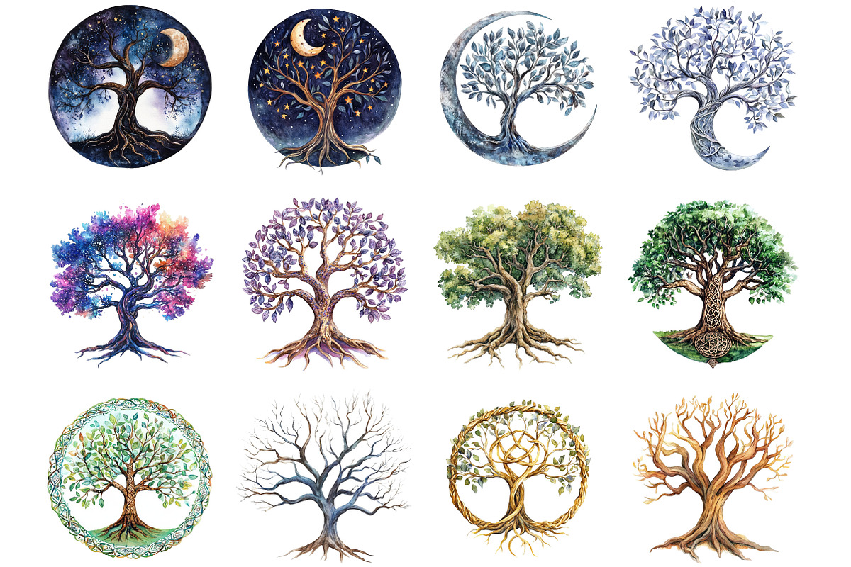 Sacred Tree of Life Clipart Bundle, an Illustration by DreamCafeArt (Photo 3 of 6)