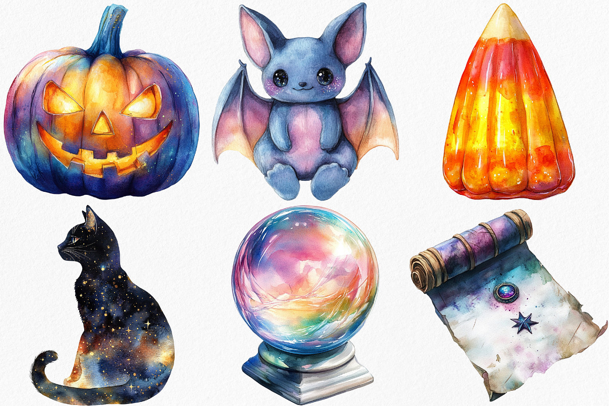 Iridescent Halloween Clipart, an Illustration by Canvas Craft (Photo 3 of 7)