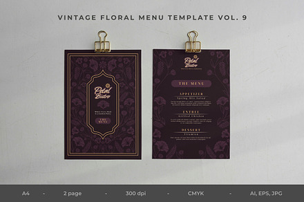 Vintage Floral Menu Vol.9