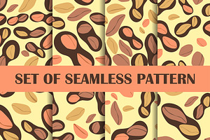 Peanut set of seamless pattern