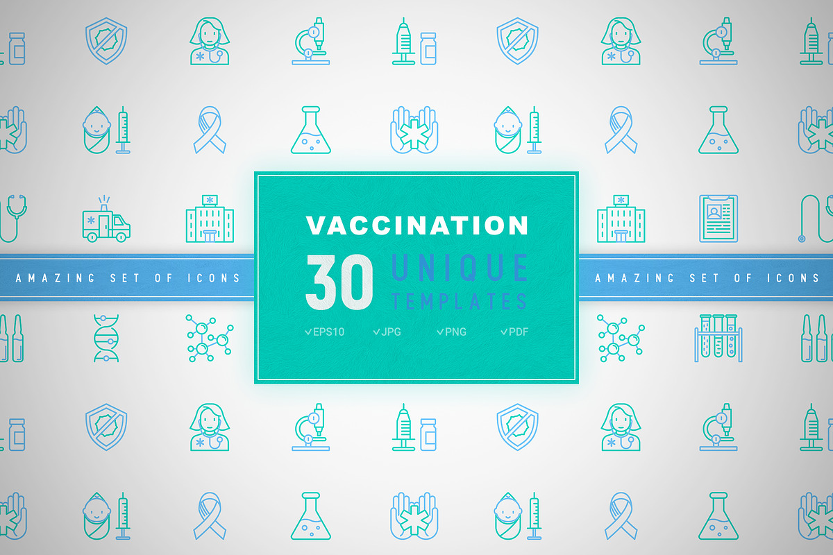 Vaccination Icons Set | Concept, an Outline Icon by Alex Blogoodf (Photo 1 of 12)