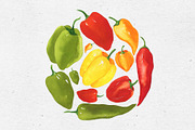 Watercolor peppers, a Food Illustration by Maria's little shop (Thumbnail 7 of 7)