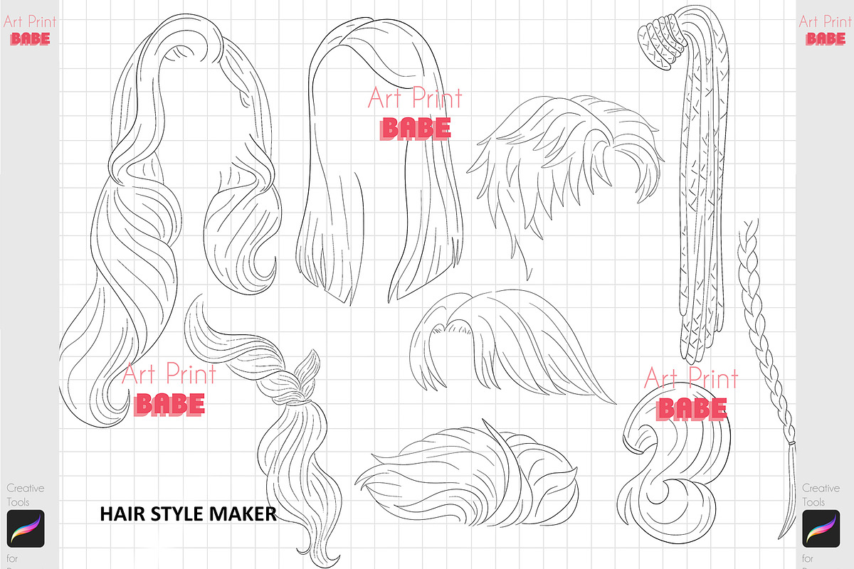 Anime Girl Maker Procreate Character, a Brush Add-On by ArtPrintBabe (Photo 5 of 10)