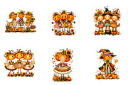 Quirky Pumpkins Clipart, a Seasonal Illustration by CreationArt (Thumbnail 2 of 5)
