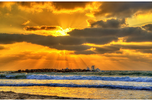 Sunset at the Mediterranean Sea in Haifa, a Nature Photo by Leonid Andronov