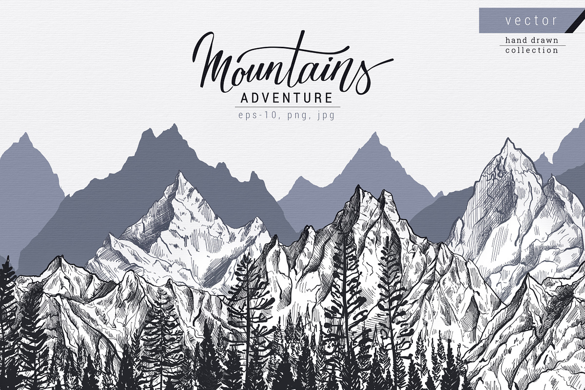 Mountains Vector Set, an Illustration by Molly art (Photo 1 of 13)