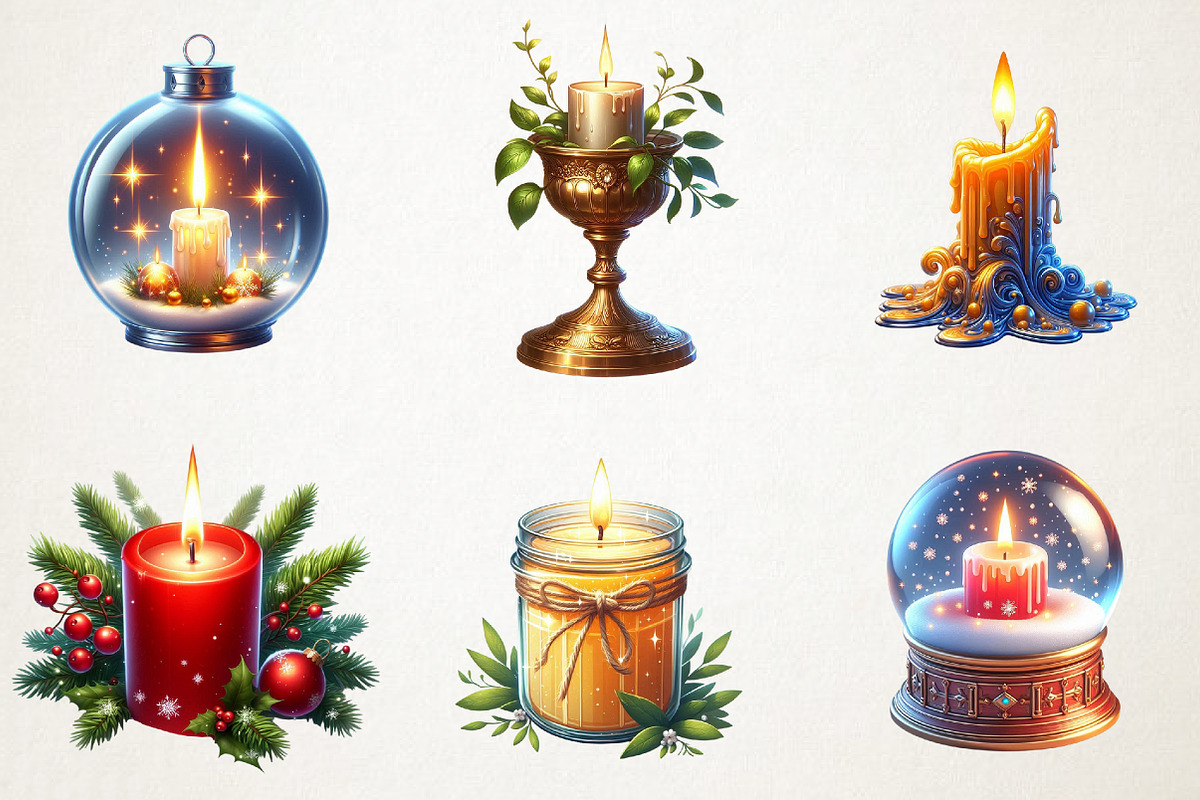 Christmas Candles Watercolor Art, an Illustration by RobertsArt (Photo 7 of 7)