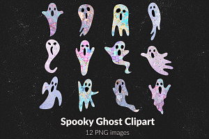 Glitter Ghost Digital Clip Art