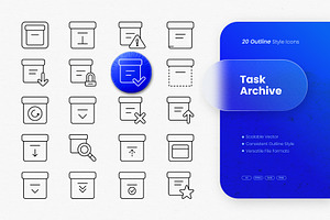 Task Archive Outline Icons, an Outline Icon by cidcud_graphic