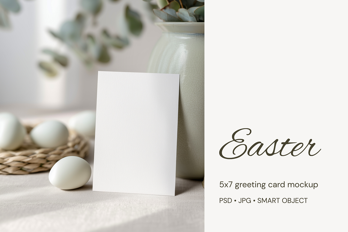 Neutral Easter 5x7 Card Mockup, a Product Mockup by Serenefeeling (Photo 1 of 6)