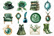 Green Emerald Victorian Clipart PNG, an Illustration by Dream Creation (Thumbnail 2 of 4)