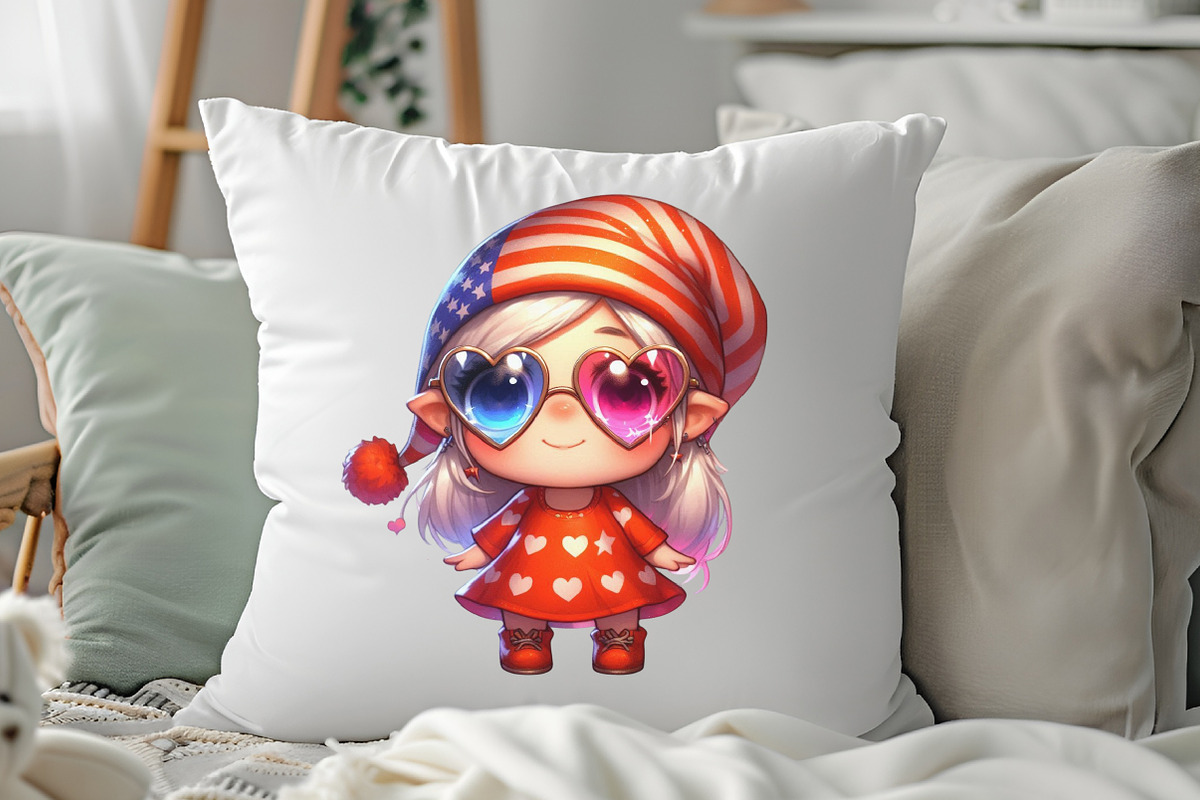 4th of July Cute Chibi Girl Gnome Su, a Seasonal Illustration by RobertsArt (Photo 3 of 7)