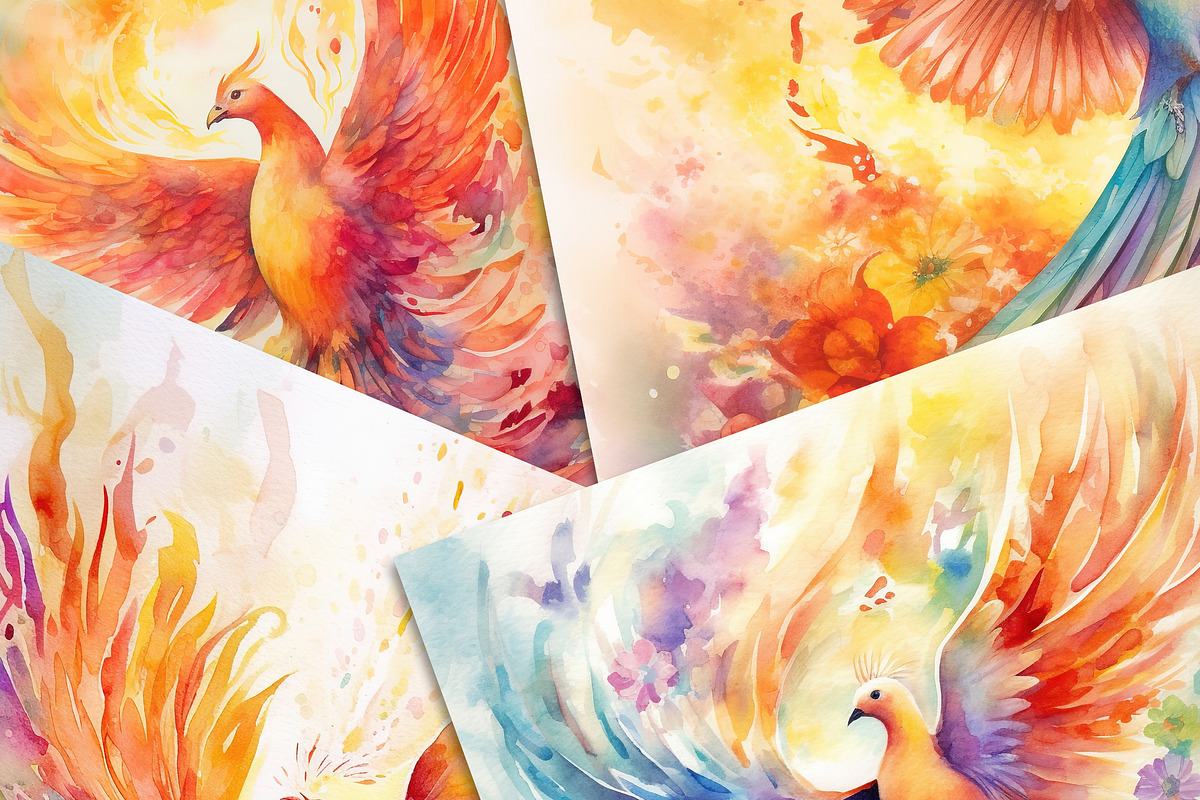 Phoenix Rising from Flowers