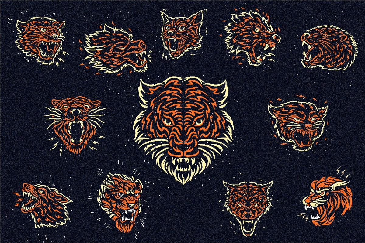 Head of Wild Beast - SVG,Vector,PNG, an Animal Illustration by Ben studio (Photo 1 of 13)