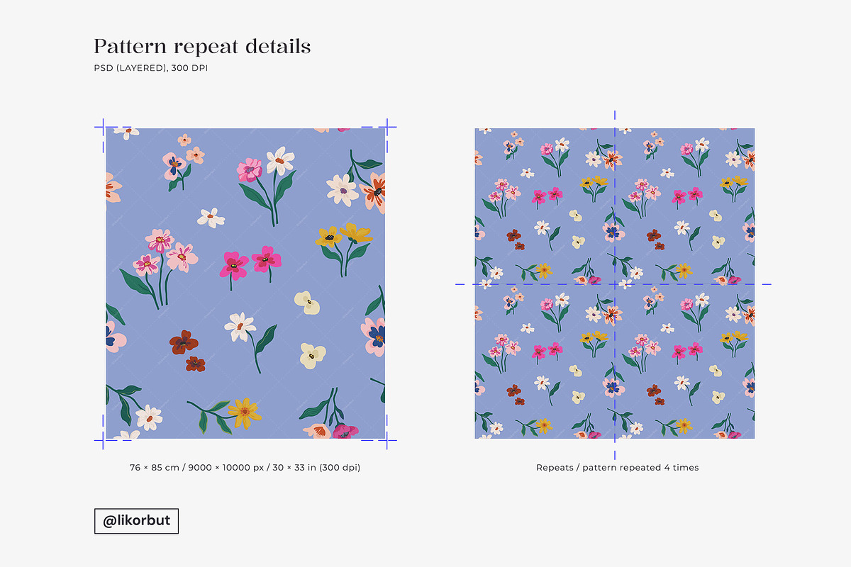 Naive Matte Gouache Floral Pattern, a Pattern Graphic by likorbut (Photo 4 of 14)