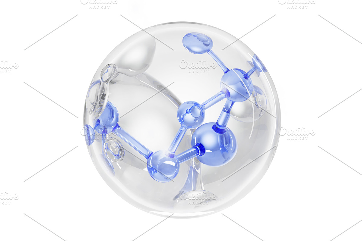 3D liquid transparent ball with blue, a Textures & Material 3D Model by Marozhkastudio