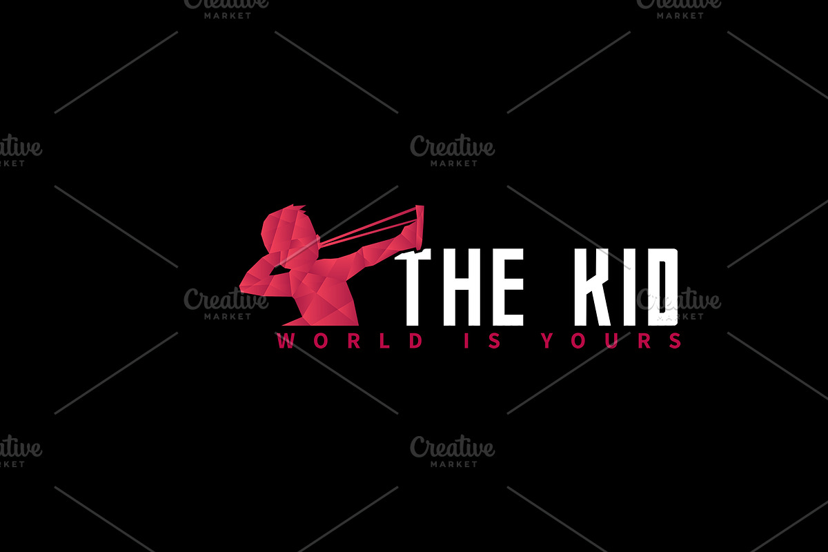 Polygon Kid with Slingshot logo, a Branding & Logo Template by Piro Concept (Photo 3 of 4)