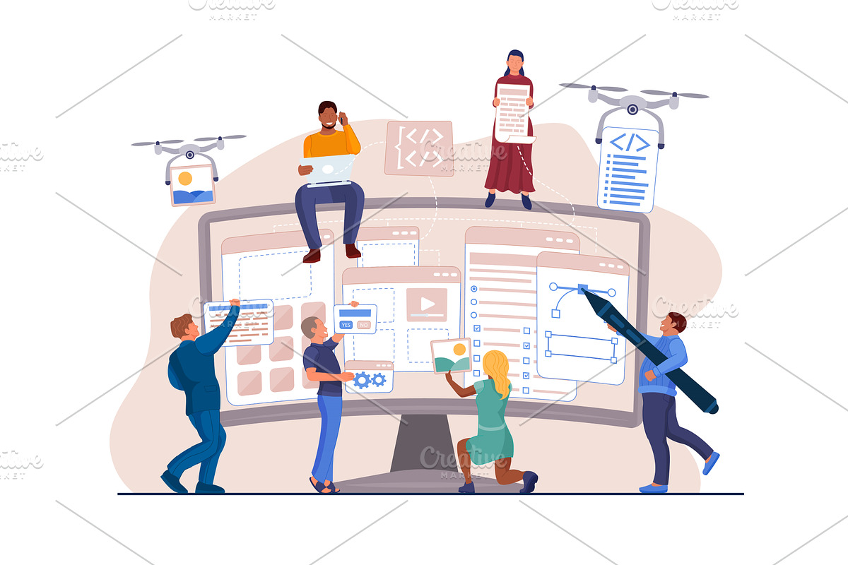 People designer team working on, a Person Illustration by studioworkstock