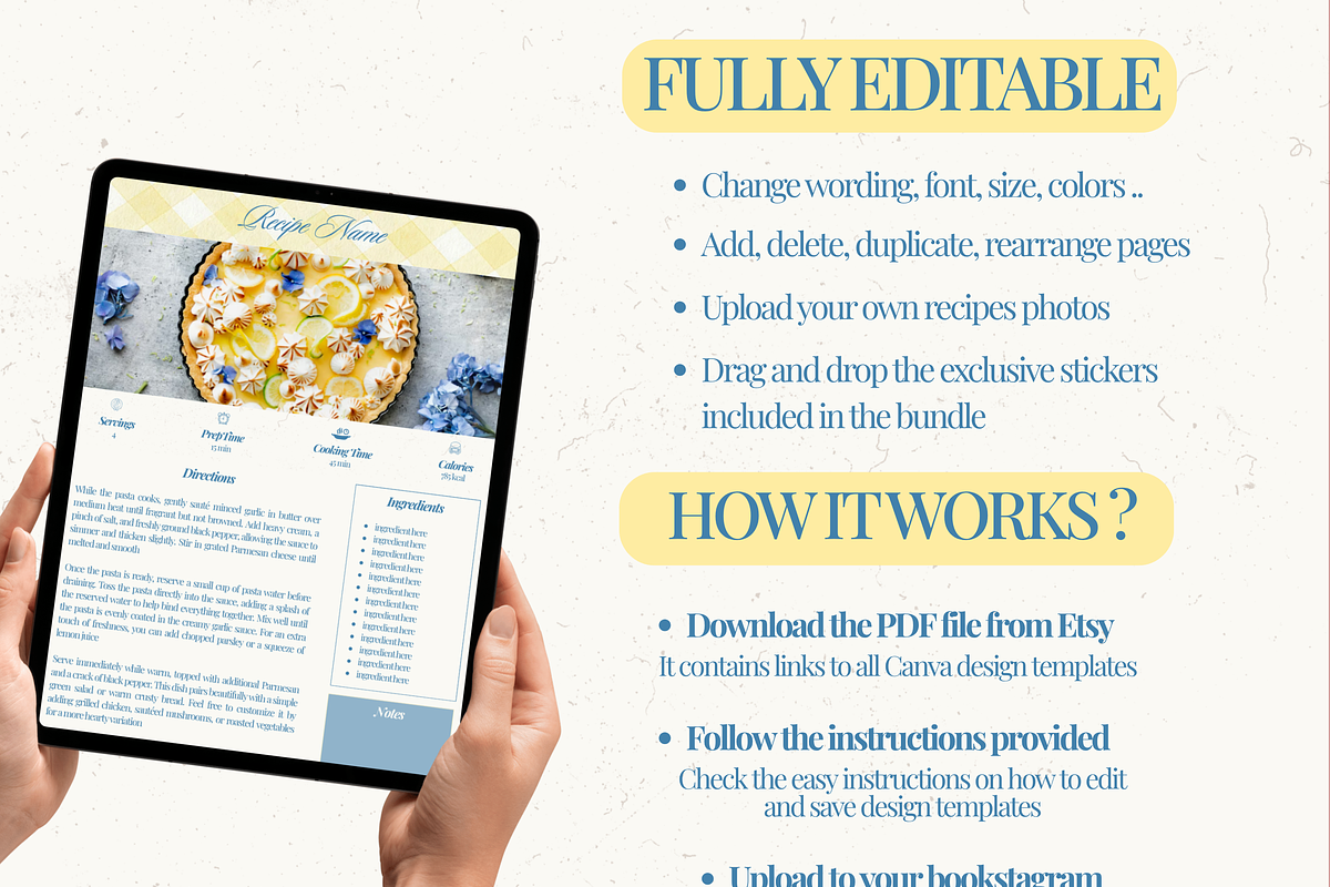 Printable family cookbook template, a Social Media Template by PixelBloomClub (Photo 3 of 8)