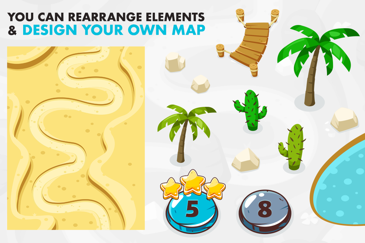 Game Level Map with 4 Worlds, an Illustration by wowu (Photo 6 of 6)