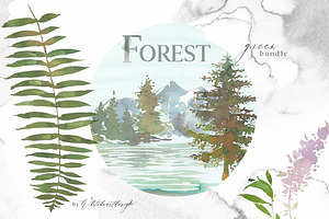 Forest - Green Watercolor Bundle