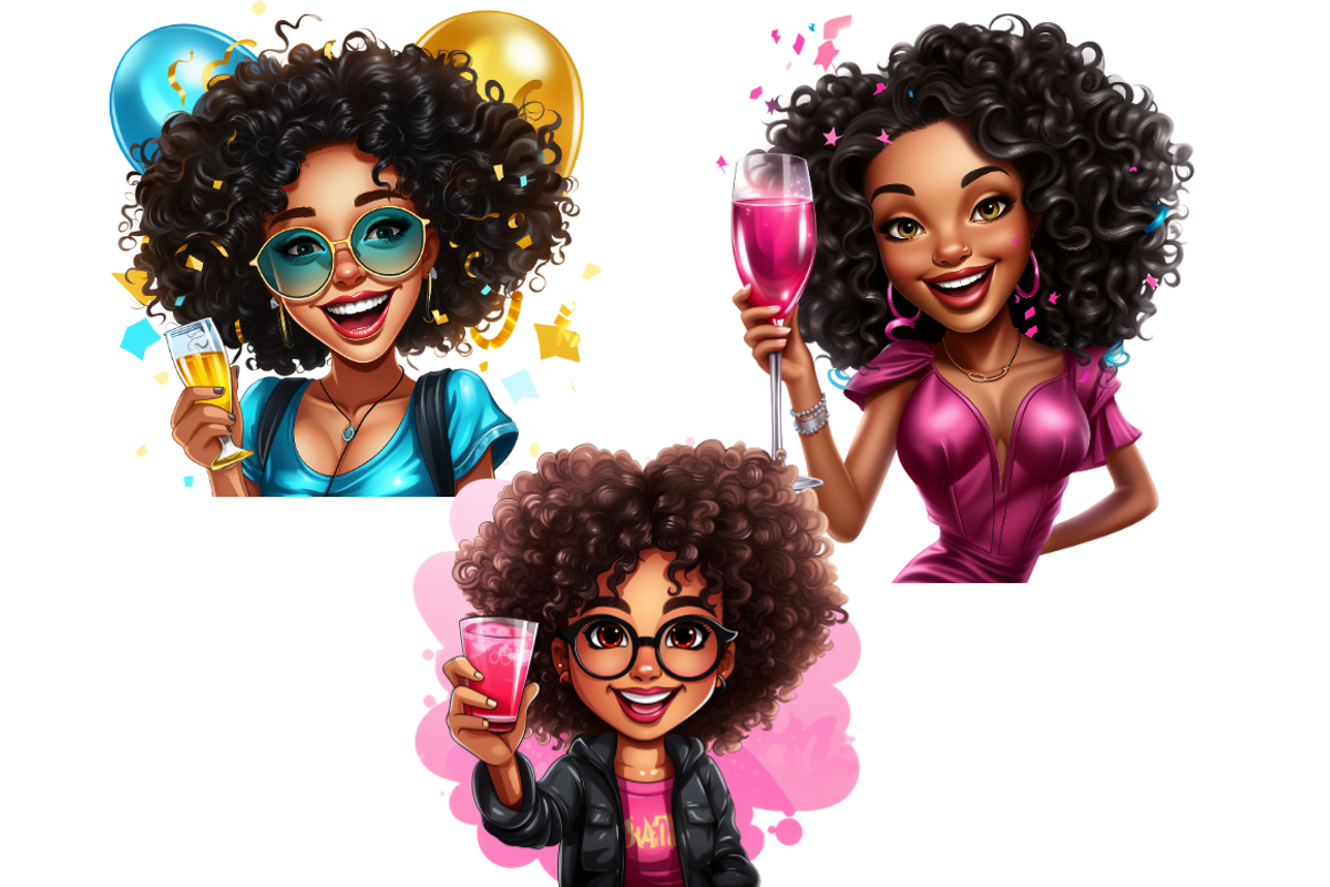 African American Party Girl Cliparts, a Person Illustration by Mash Mash Stickers (Photo 6 of 9)