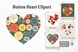 Button Heart Clipart, a Graphic by Artnoy