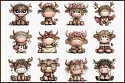Funny Christmas Highland Cow Clipart, an Illustration by Sublimation Artist (Thumbnail 3 of 6)