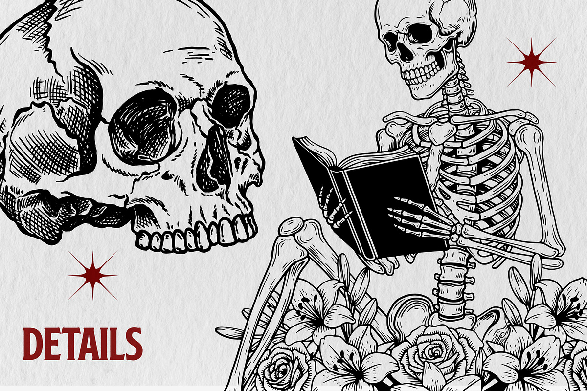 Skull Reader Illustration Bundle, an Illustration by Tekuni (Photo 8 of 13)