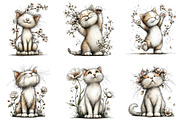 Spring Cat White Floral Clipart, an Illustration by CraftArtStudio (Thumbnail 2 of 6)