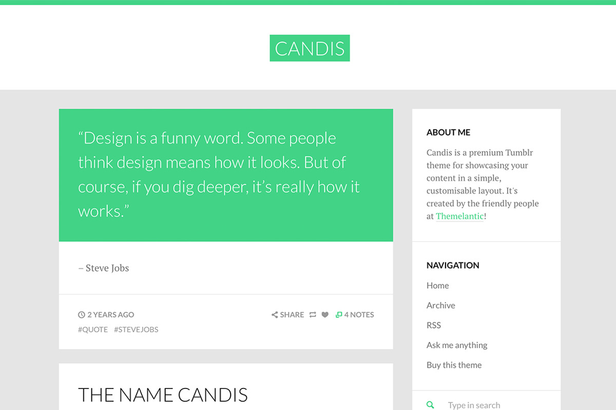 Candis Tumblr Theme, a Websites & App Template by Themelantic (Photo 1 of 3)
