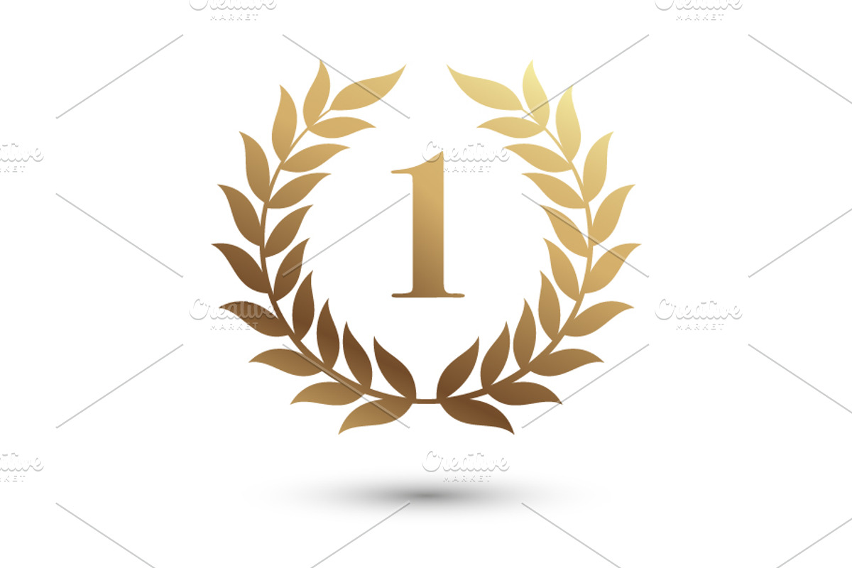 Laurel Wreath Medal Set, a Solid Icon by Black White Mouse Design (Photo 2 of 4)